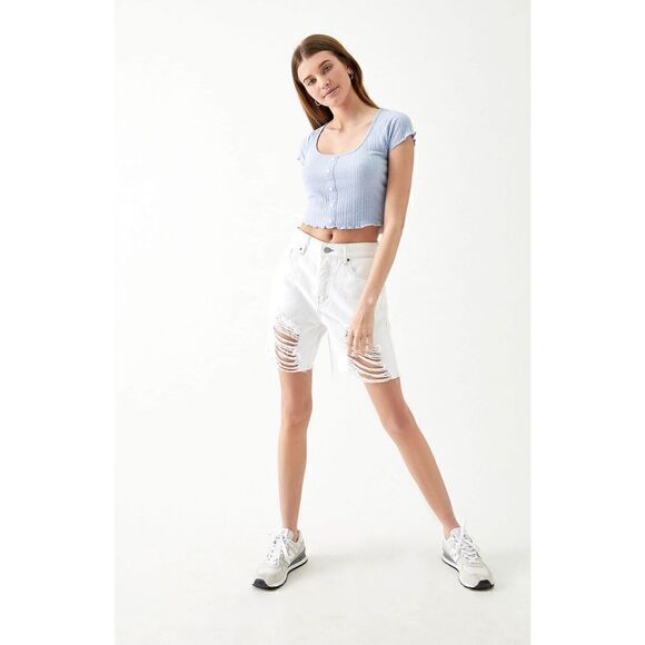 🔴 Pacsun high rise boy short in distressed white size 26 NWT - Picture 8 of 9